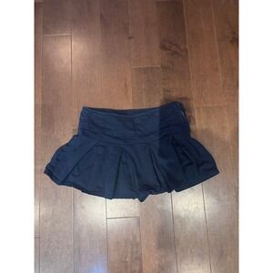 Navy Blue Pleated Mini Skirt Low Rise Preppy Schoolgirl Side Zip Flare Skirt